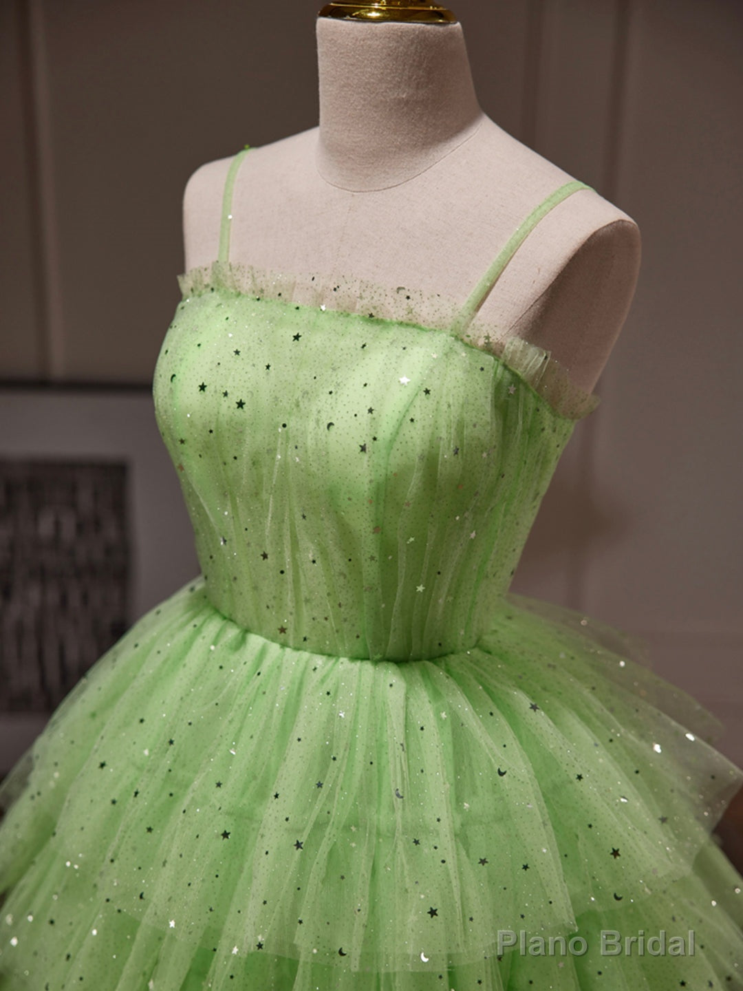 Green Tulle Straps Short Party Dress, Light Green Homecoming Dress Secondary image