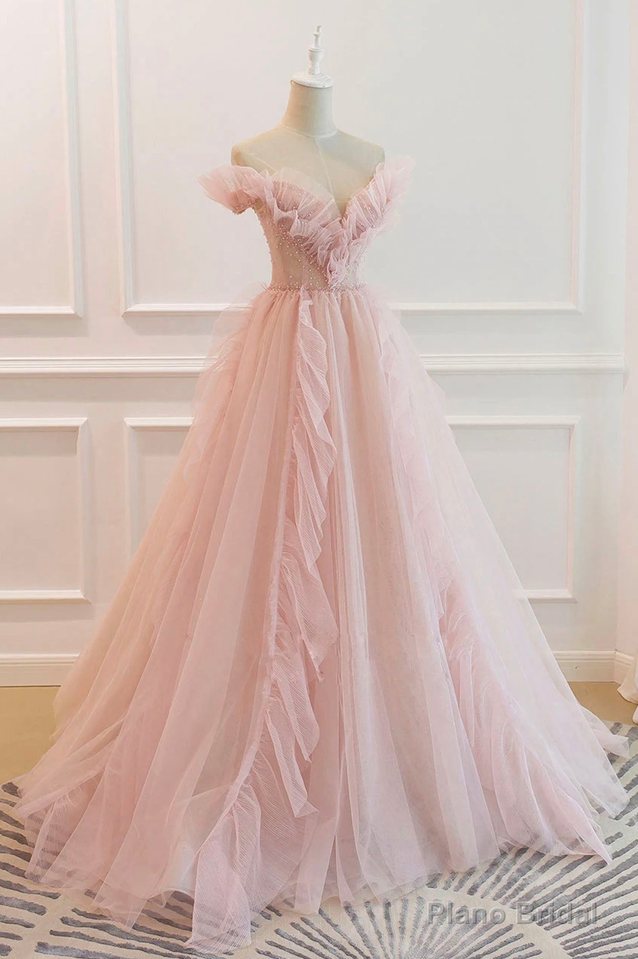 Pink Tulle Long Prom Dresses, A-Line Graduation Dresses Secondary image