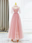 Pink Tulle Long Prom Dress with Beaded, Lovely A-Line Evening Dress