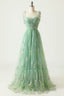 Champagne Lovely Tulle Lace Long Formal Prom Dresses, Champagne Evening Dresses