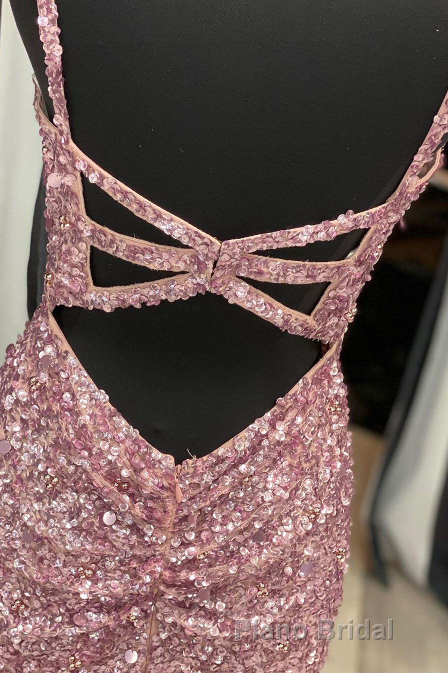 Gorgeous Mermaid V-Neck Pearl Pink Long Formal Prom Dresses with Slit