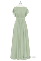 Elegant Sage Green Ruffled A-Line Long Bridesmaid Dresses