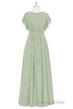 Elegant Sage Green Ruffled A-Line Long Bridesmaid Dresses
