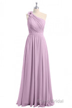 Dusty Purple One-Shoulder Backless A-Line Long Bridesmaid Dresses
