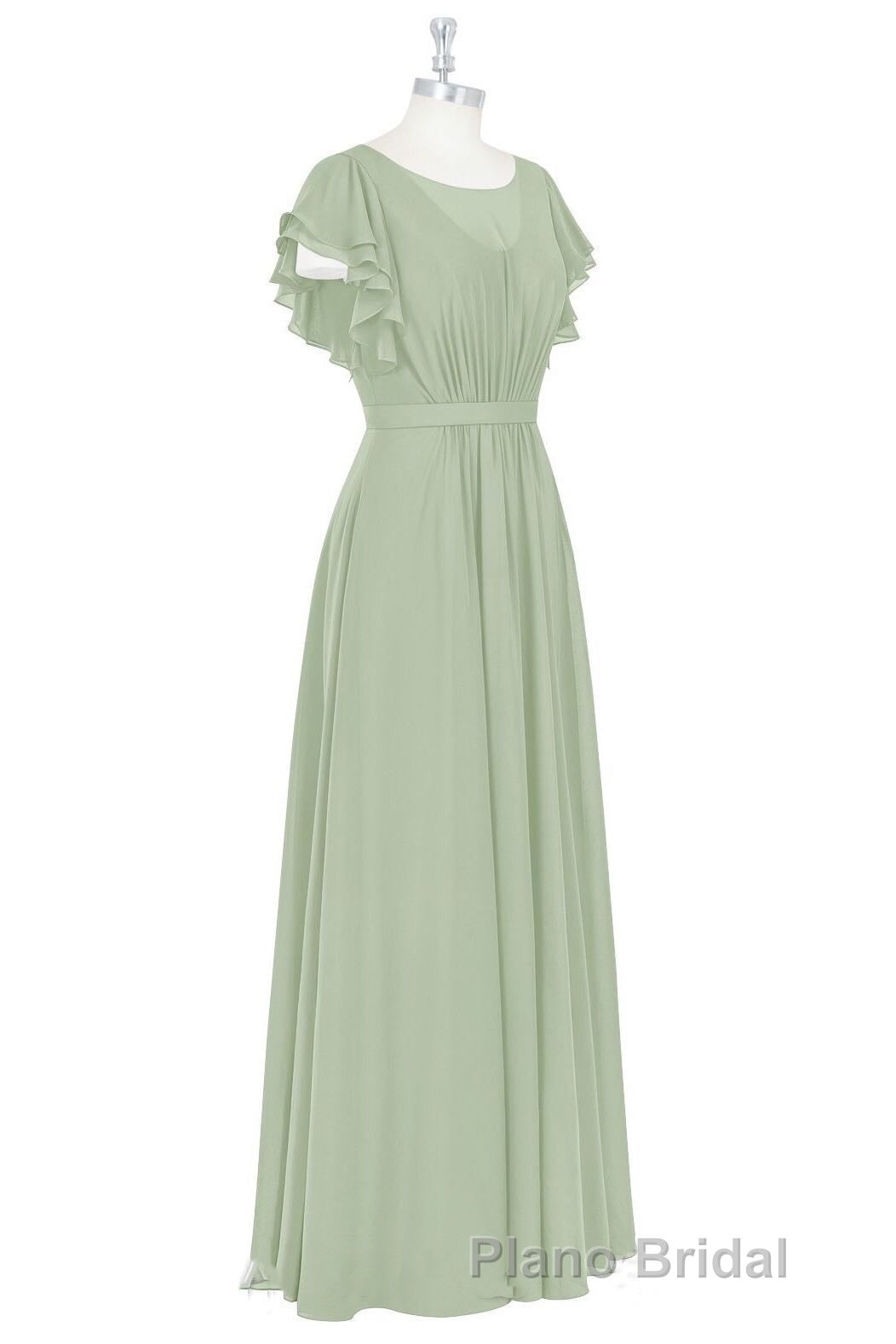 Elegant Sage Green Ruffled A-Line Long Bridesmaid Dresses Secondary image
