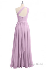 Dusty Purple One-Shoulder Backless A-Line Long Bridesmaid Dress