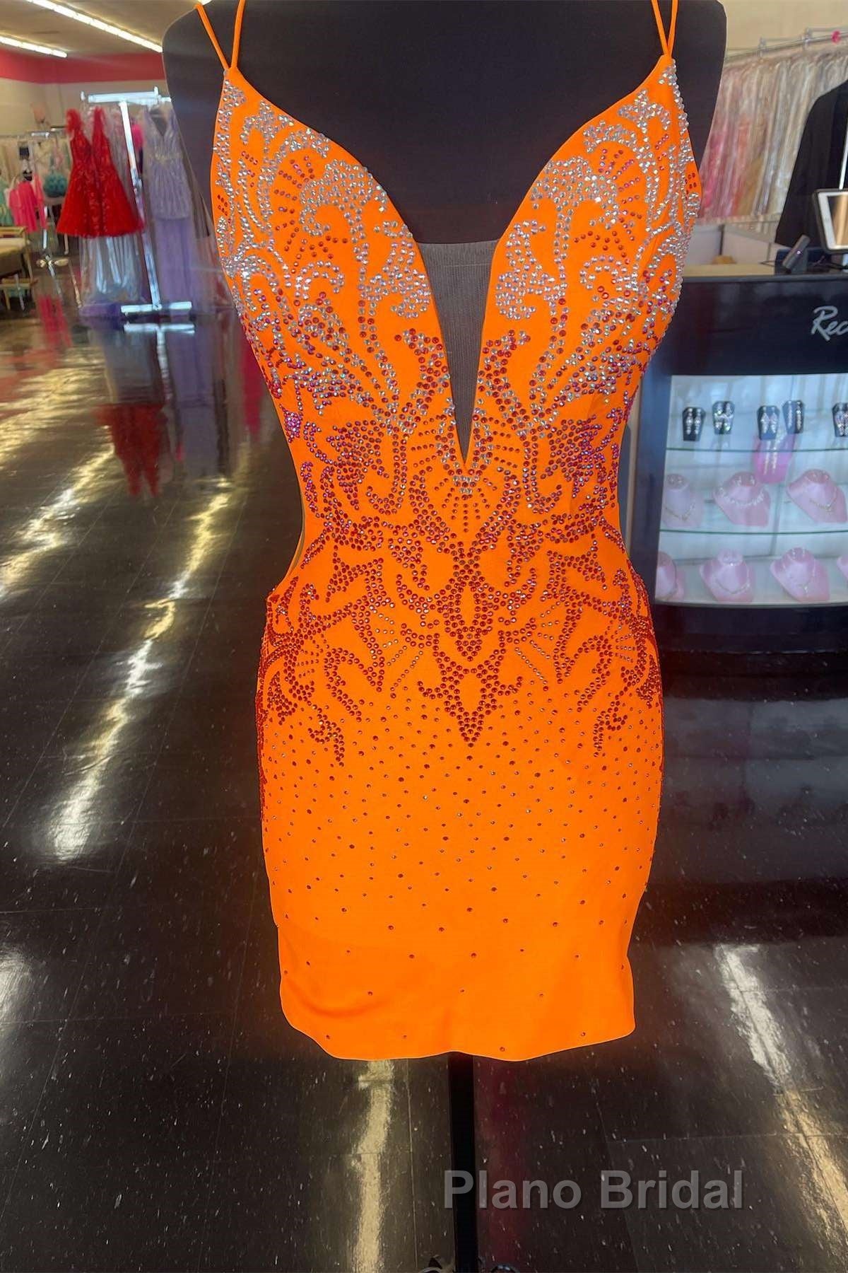 Royal Blue Beaded Plunge V Lace-Up Short Homecoming Dresses