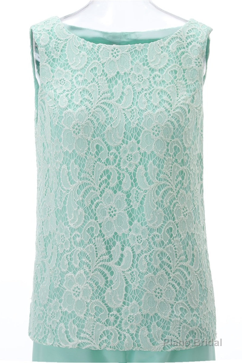 Aqua Three-Piece Chiffon Mother of the Bride Pant Suits