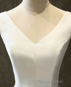 Simple V Neck White Short Formal Prom Dresses, White Homecoming Dresses