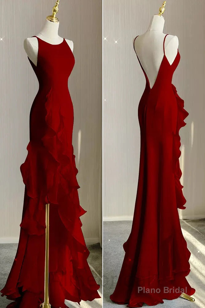 Sexy Scoop Sleeveless Ruffle Mermaid Floor Length Prom Dress Secondary image