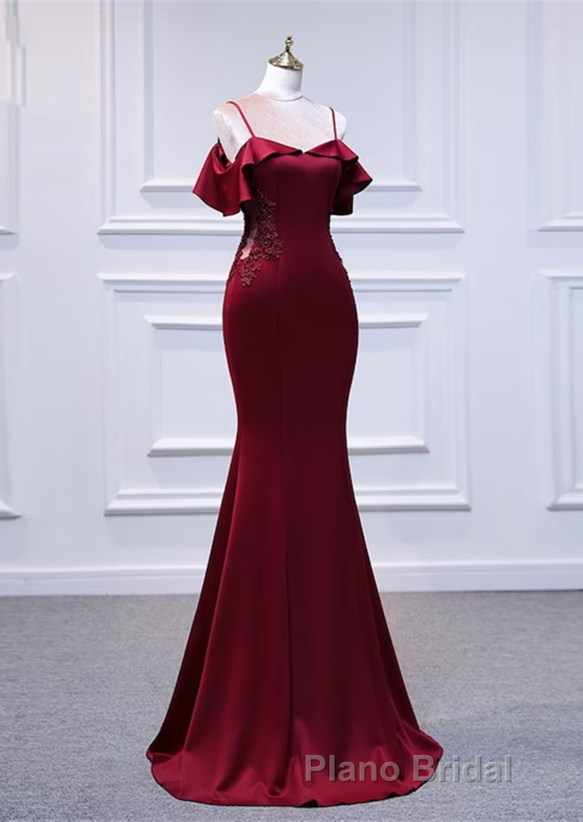 Wine Red Mermaid Sweetheart Straps Long Prom Dresses, Wine Red Formal Prom Dresses