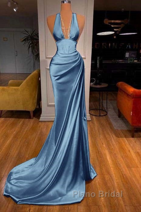 Halter V-Neck Mermaid Formal Prom Dresses Elegant