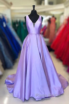 Simple Purple Satin Long Formal Prom Dresses Purple Formal Dresses, Graduation School Party Gown