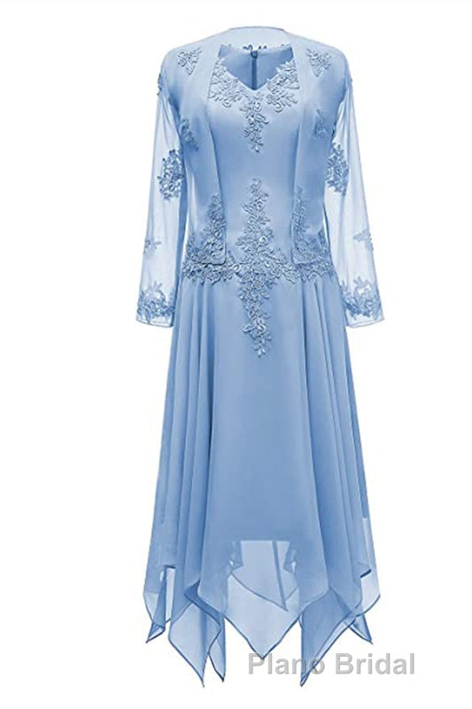 Dusty Pink Two-Piece V-Neck Appliques Mother of the Bride Dresses