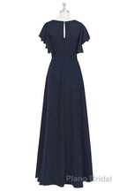 Black Chiffon Twist-Front Ruffled Long Bridesmaid Dresses