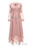 Dusty Pink Two-Piece V-Neck Appliques Mother of the Bride Dresses