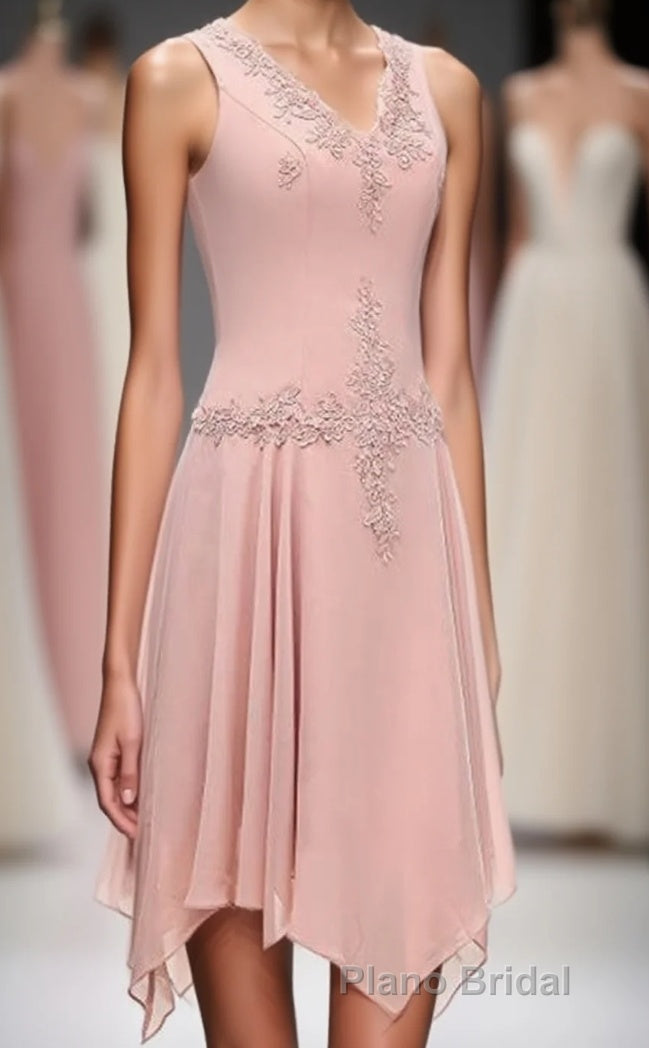 Dusty Pink Two-Piece V-Neck Appliques Mother of the Bride Dresses Main image