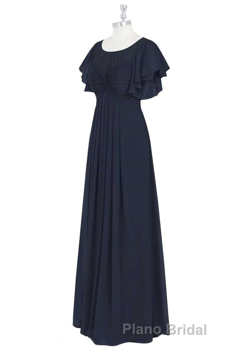 Black Chiffon Twist-Front Ruffled Long Bridesmaid Dresses Secondary image