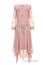 Dusty Pink Two-Piece V-Neck Appliques Mother of the Bride Dresses