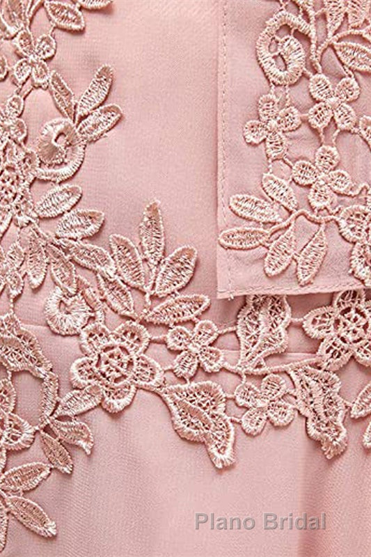 Dusty Pink Two-Piece V-Neck Appliques Mother of the Bride Dresses