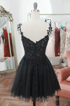 Black Short Sweetheart Tulle Homecoming Dresses, Black Short Formal Prom Dresses Party Dresses