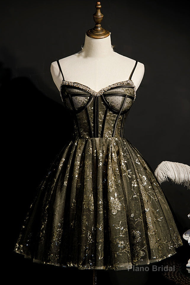 Princess A-Line Beaded Spaghetti Straps Short Party Dress Main image