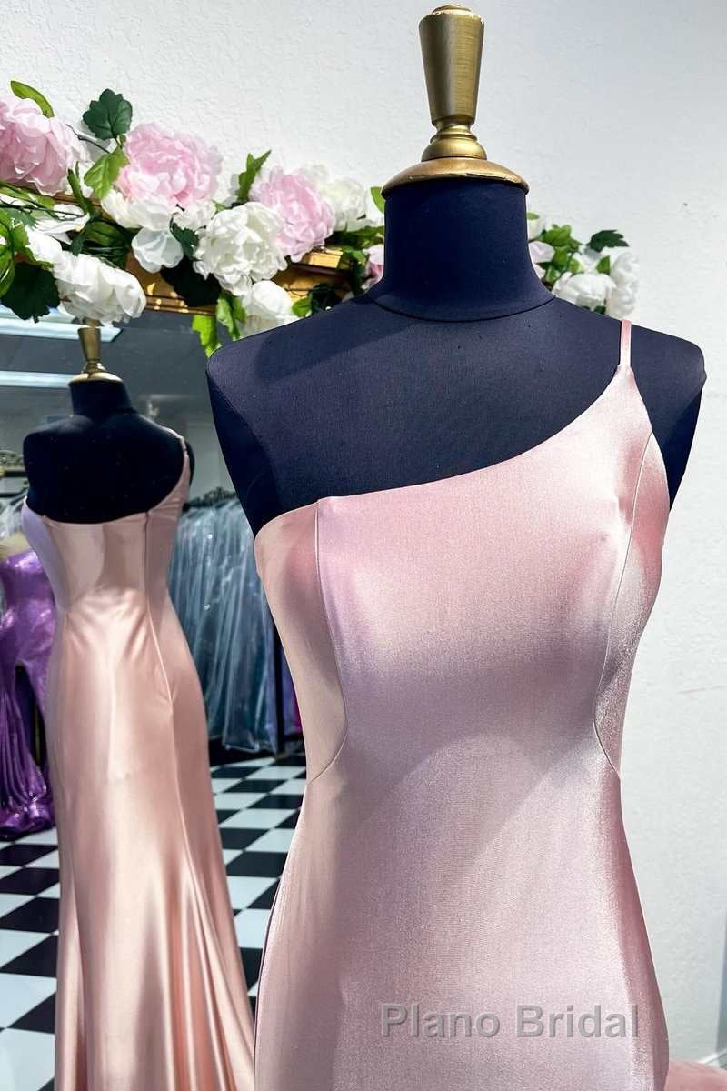 One-Shoulder Royal Blue Mermaid Long Dresses with Slit