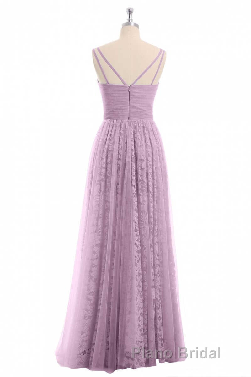 Dusty Purple Chiffon Jacquard V-Neck A-Line Long Bridesmaid Dresses Secondary image