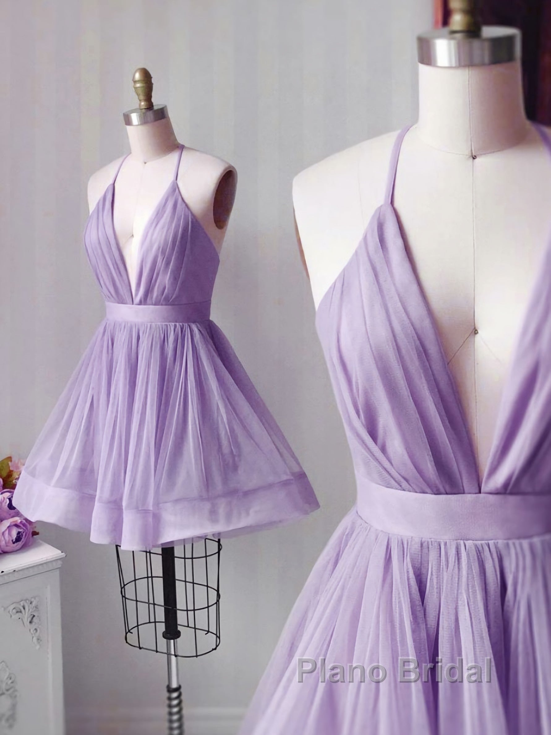 Simple Pink Tulle Short Formal Prom Dress, Pink Cocktail Dress
