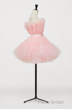 Hot Pink A-line Short Tulle Party Dresses