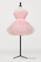 Hot Pink A-line Short Tulle Party Dresses