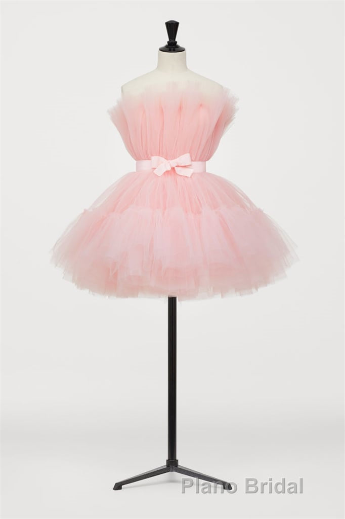 Hot Pink A-line Short Tulle Party Dresses
