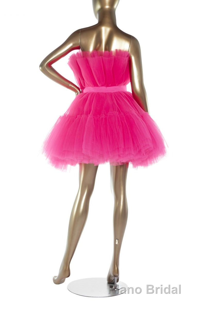Hot Pink A-line Short Tulle Party Dresses Secondary image