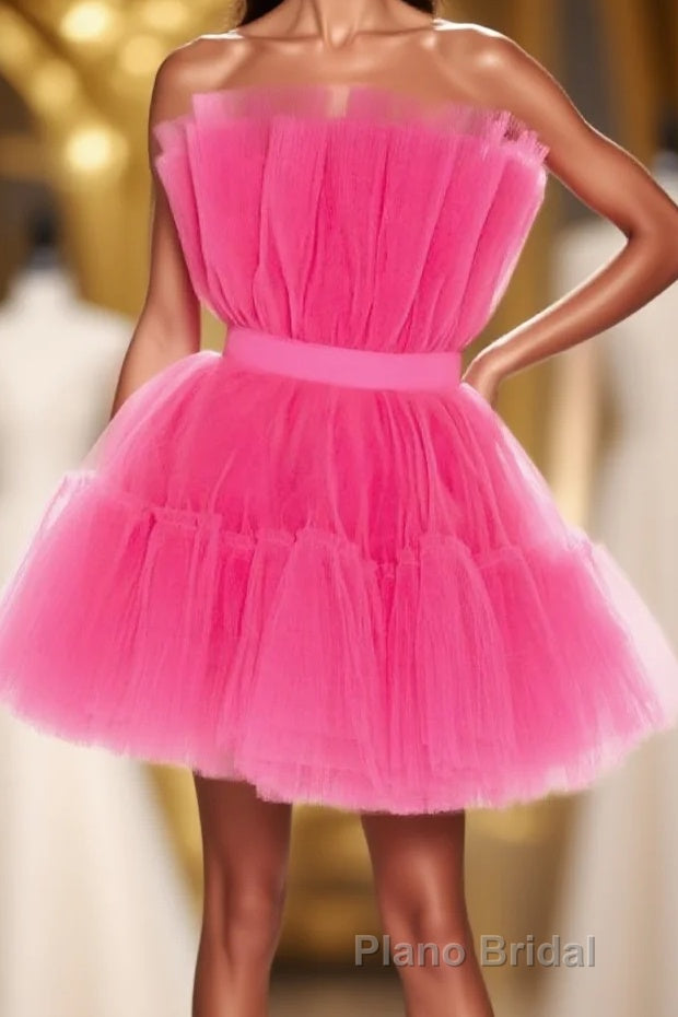 Hot Pink A-line Short Tulle Party Dresses Main image