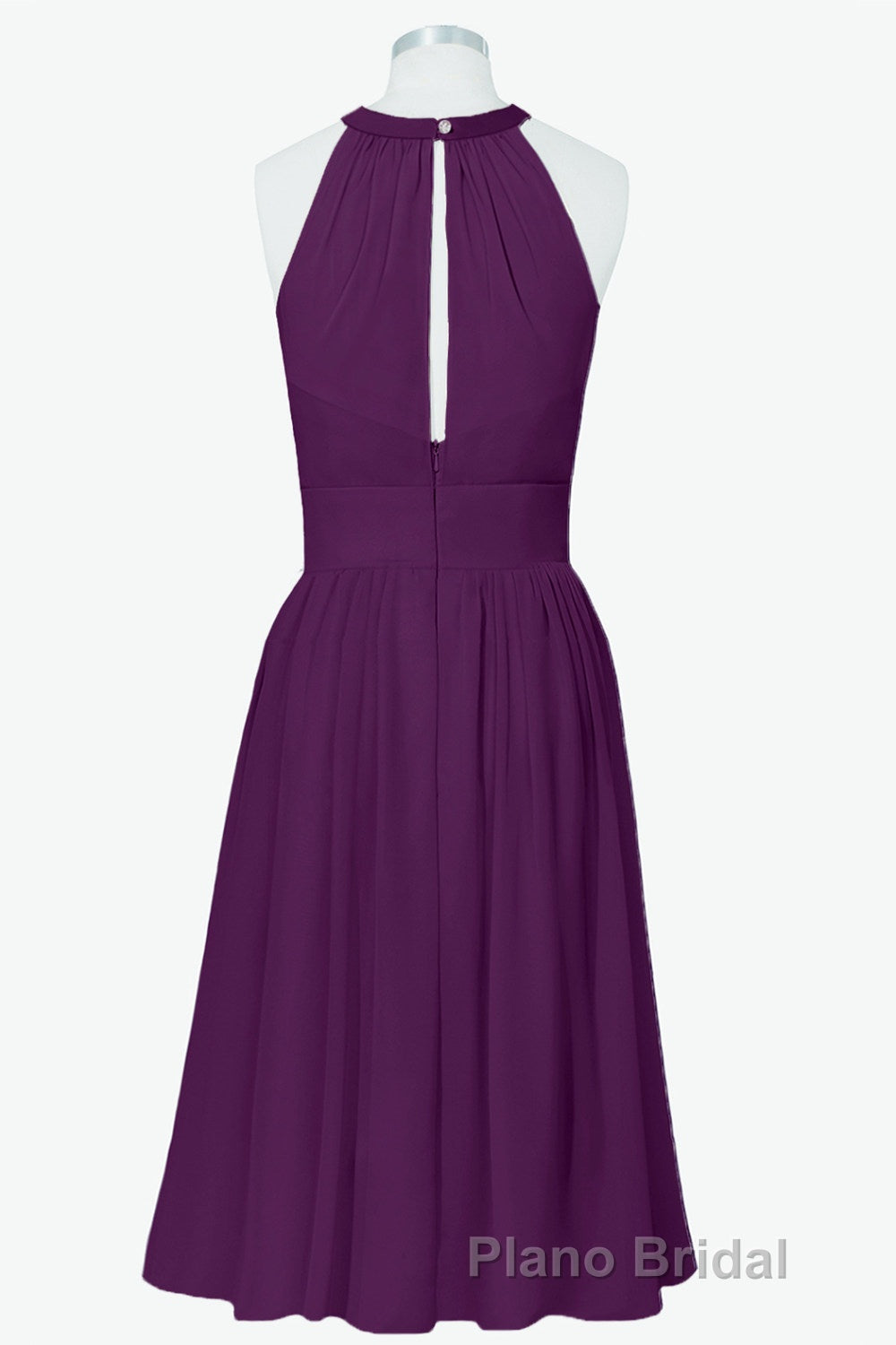 Scoop Purple Chiffon A-line Short Bridesmaid Dresses Secondary image