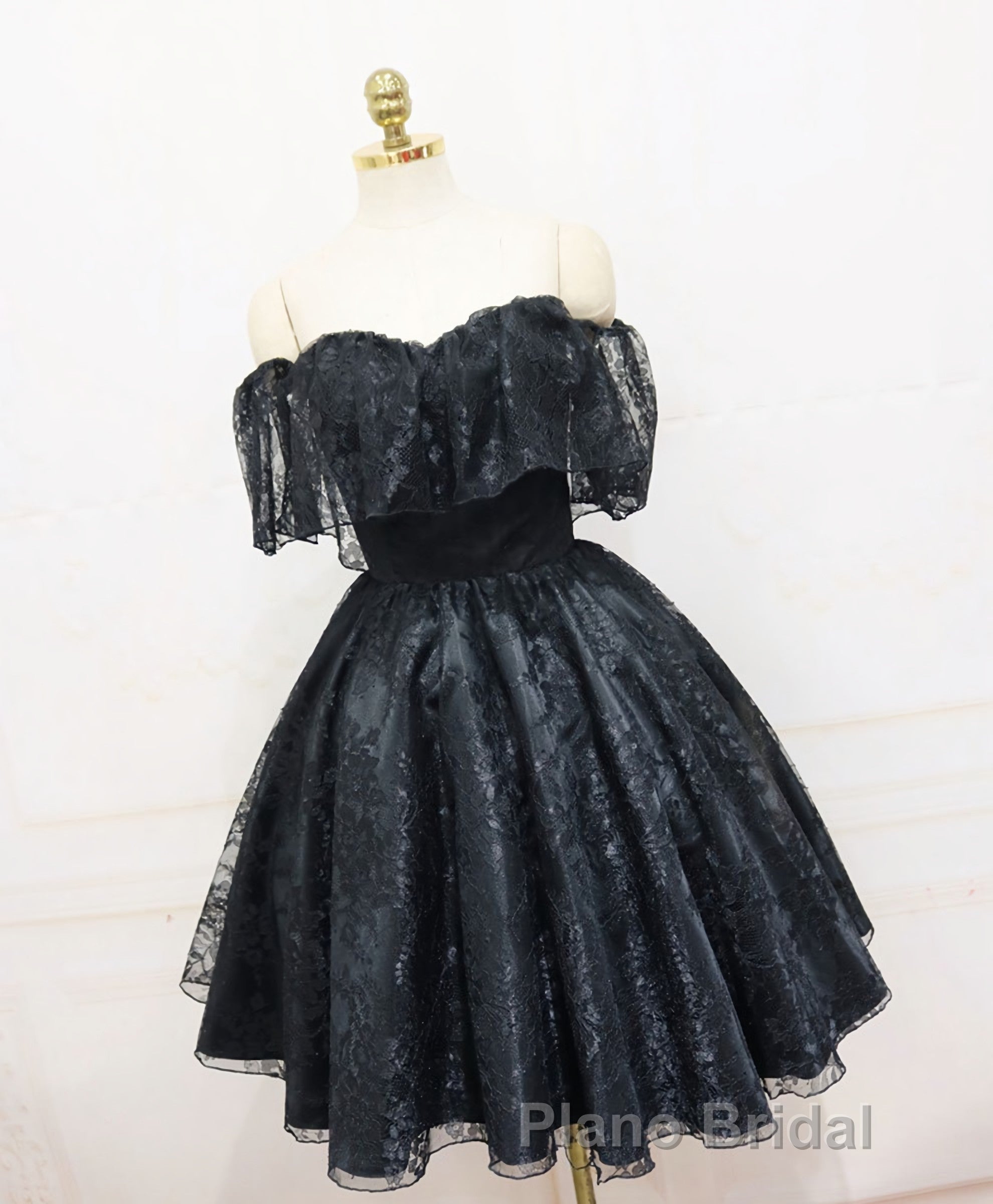 Black Sweetheart Tulle Short Lace Formal Prom Dresses, Lace Homecoming Dresses Secondary image