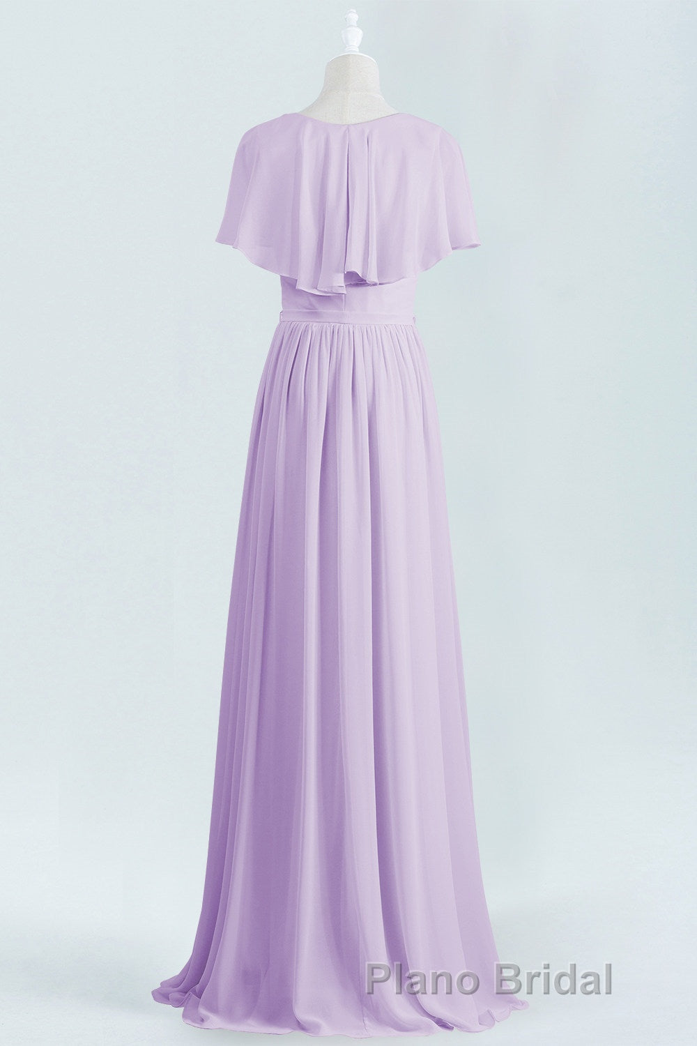 Lavender Faux Wrap Ruffles Long Bridesmaid Dresses Secondary image