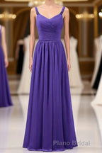 Purple Chiffon Sweetheart Straps A-Line Bridesmaid Dresses