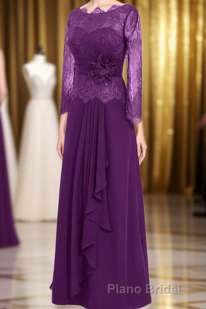 Ruffles Purple Lace Long Mother of the Bride Dresses Main image