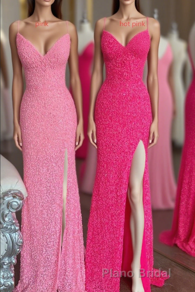 Flattering Mermaid Hot Pink Long Party Dresses Main image
