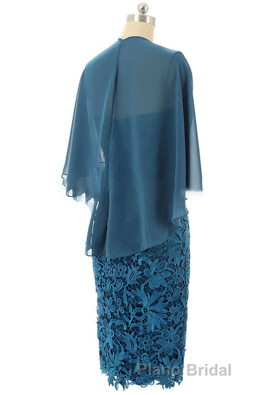 Fake Two-Piece Teal Blue Lace Bodycon Mother of the Bride Dresses Secondary image