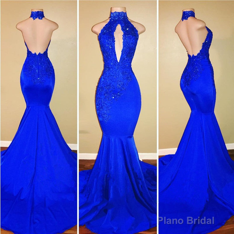 Sexy Mermaid Red High Neck Backless African Open Front Long Prom Dresses Main image