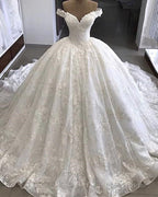 Amazing Off Shoulder Sweetheart Lace Long 2025 Wedding Dresses