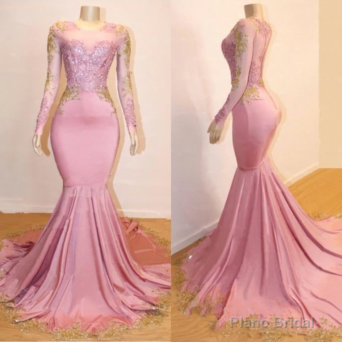Mermaid Long Sleeves Blushing Pink Sweetheart African American Long Prom Dresses 2025 Main image