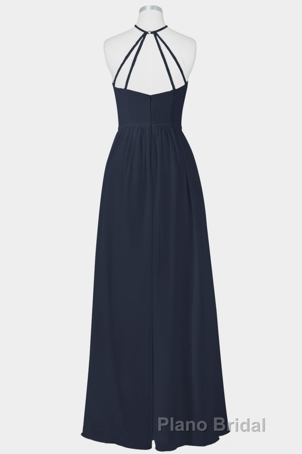 Elegant Navy Blue Chiffon A-line Long Bridesmaid Dresses Secondary image