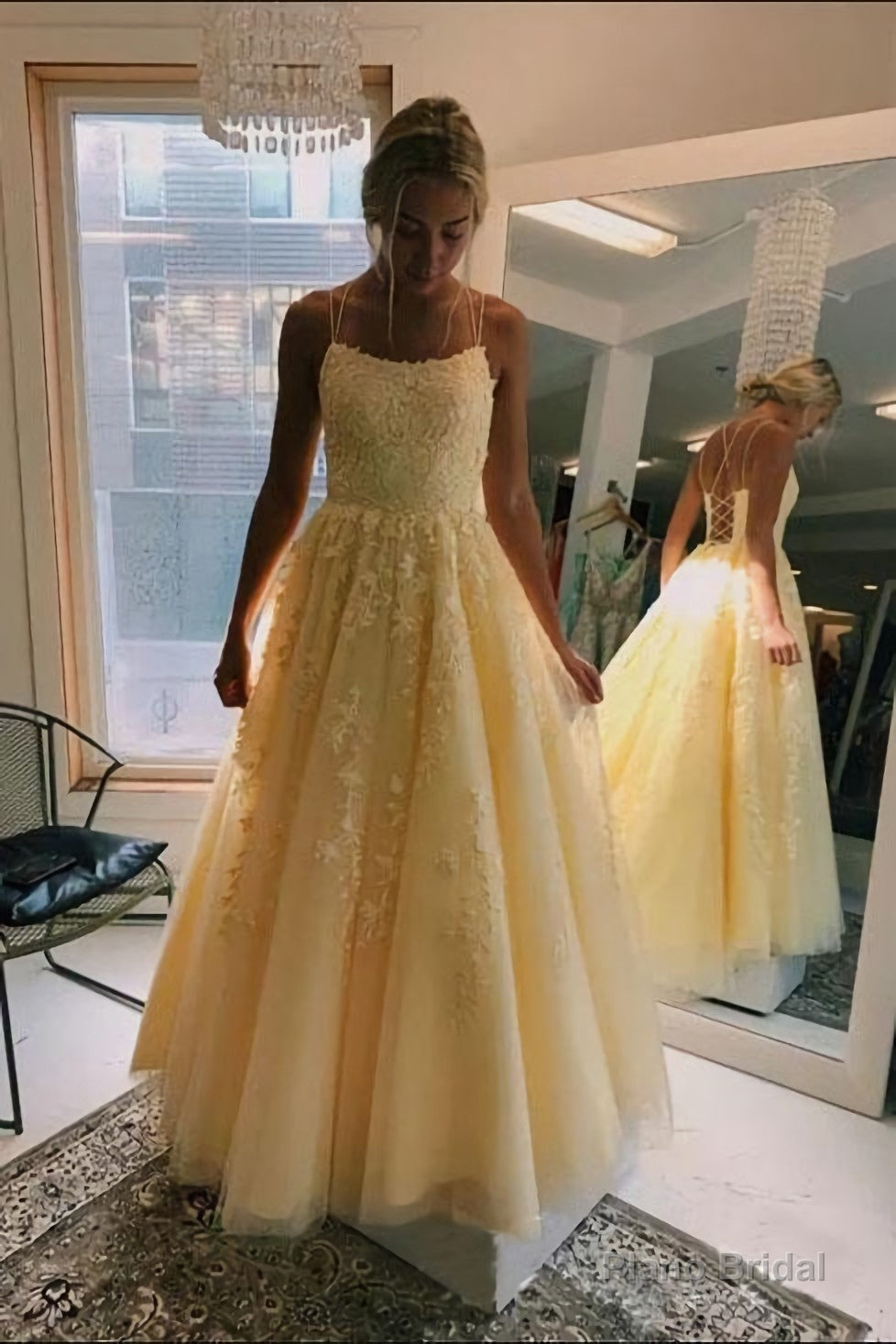 2025 New Arrival Tulle Blush Pink With Appliques Lace Up Prom Dresses Main image
