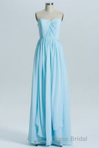 Blue Chiffon A-line Long Convertible Bridesmaid Dresses