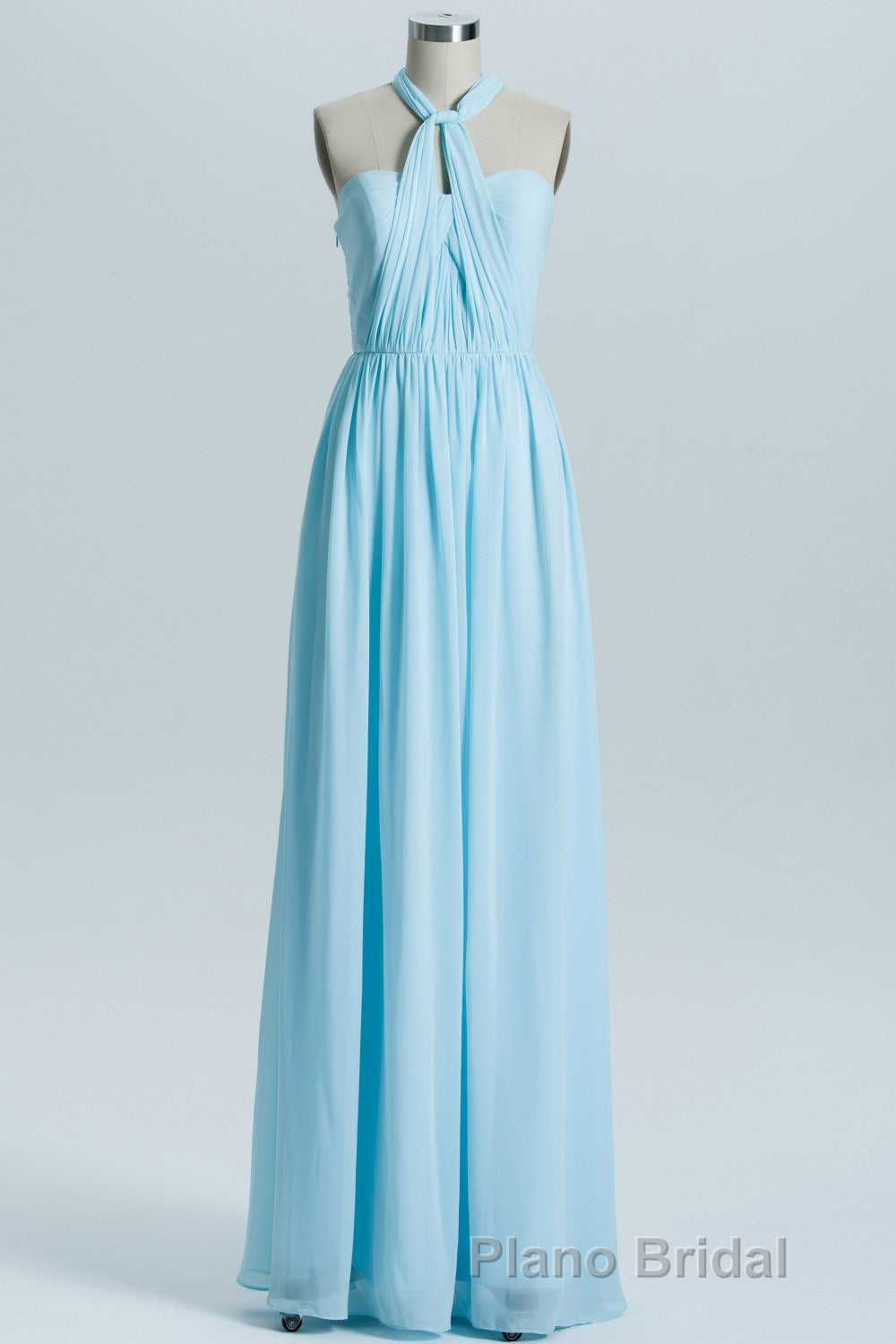 Blue Chiffon A-line Long Convertible Bridesmaid Dresses