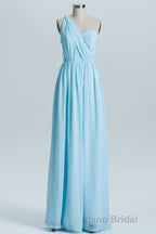 Blue Chiffon A-line Long Convertible Bridesmaid Dresses