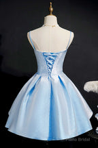 Princess Blue High-Waist A-Line Short Homecoming Dress
